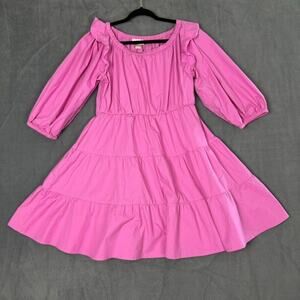 Rachel Parcell Dress 8 Orchid Ruffled Shoulder Tiered Cotton Minidress Pink $228